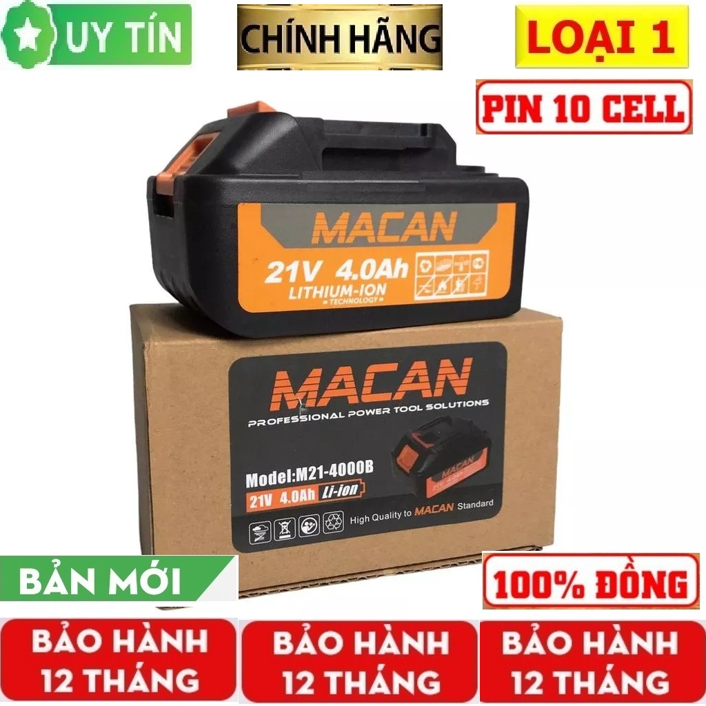 Pin Máy Khoan 21V MACAN 10 CELL dung lượng cao chân pin phổ thông