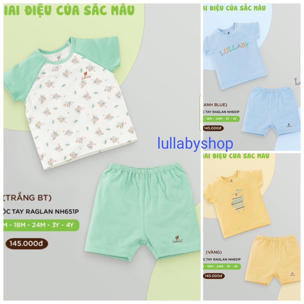 Bộ cộc tay peptit Lullaby NH651P, bộ quần áo bé trai mềm mịn, siêu mát