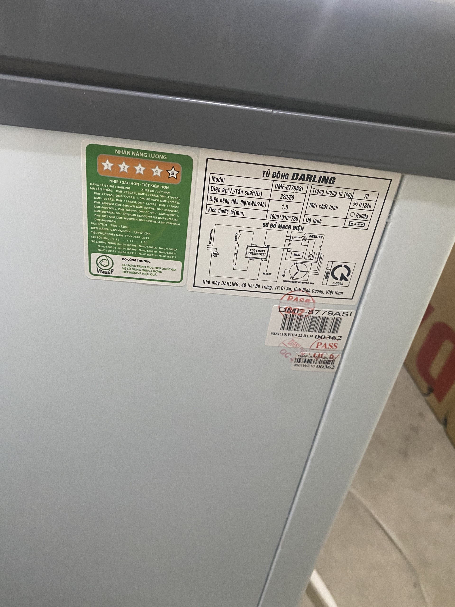 Tủ Đông Darling Smart Inverter DMF-8779ASI - Hàng Chính Hãng