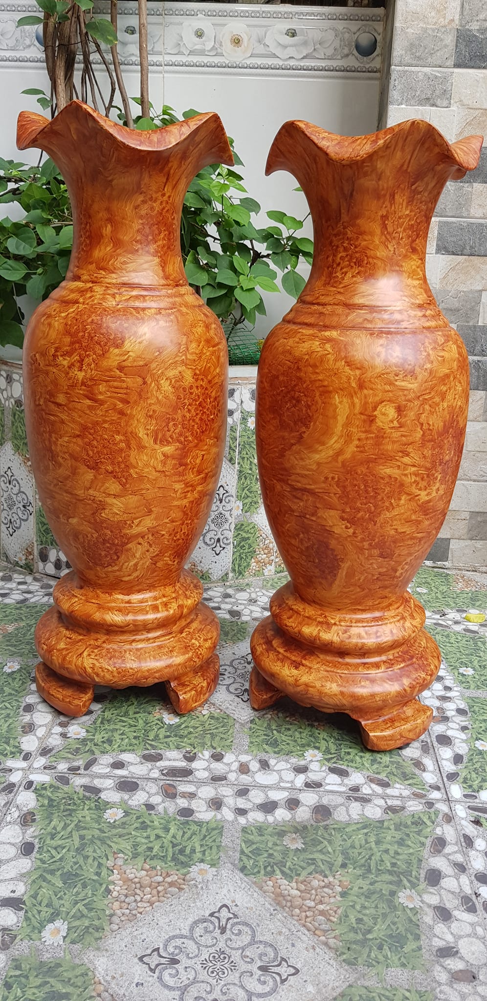 Cặp Bình Gỗ nu gõ hay gõ vẽ nu cao tròn đều đẹp cao 60cm x đk 20cm ý nghĩa bình an , phú quý Anh Chị trưng phòng khách nhà, công ty, bàn thờ thần tài to đẹp ạ