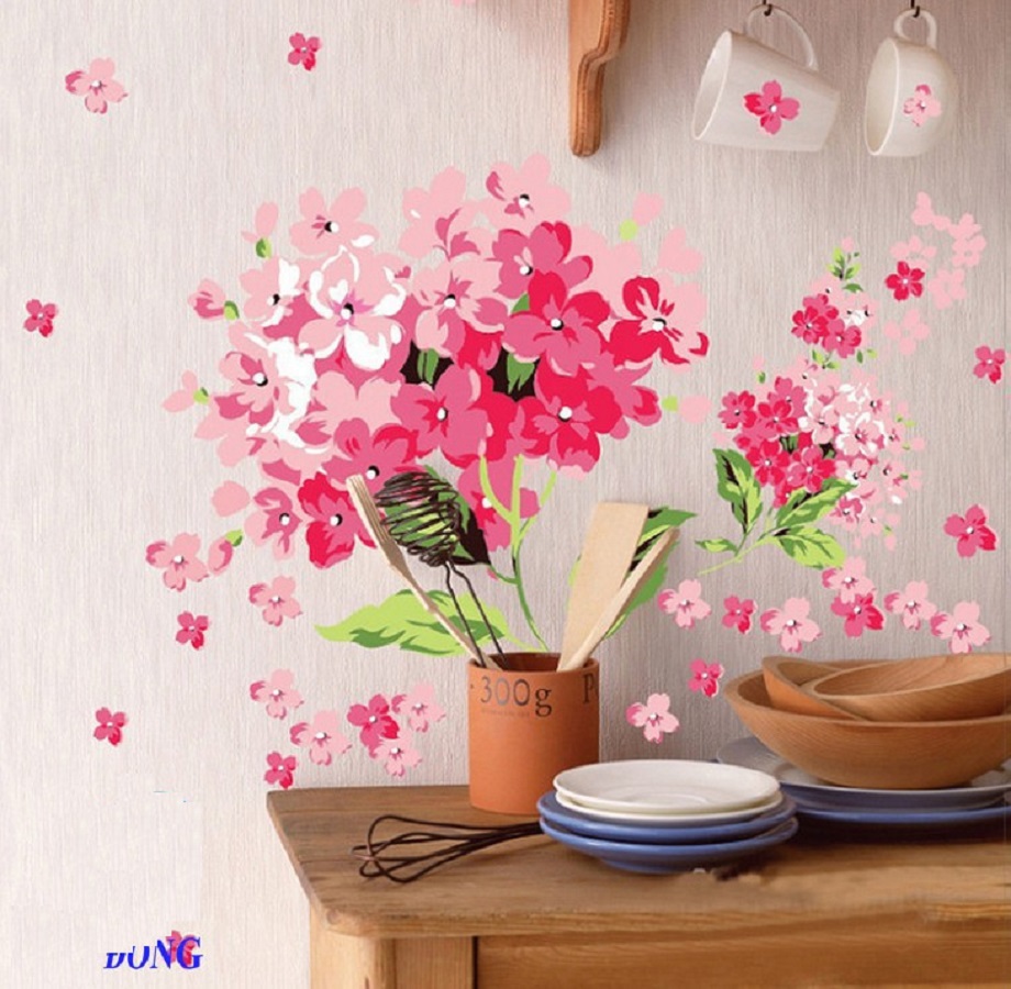 Decal dán tường trang trí hoa sang trọng