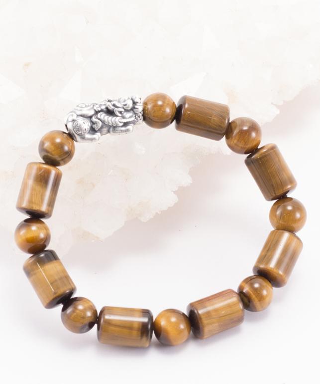 Vòng Thạch Anh Mắt Hổ Hình Trụ Phối Charm Bạc Ngọc Quý Gemstones