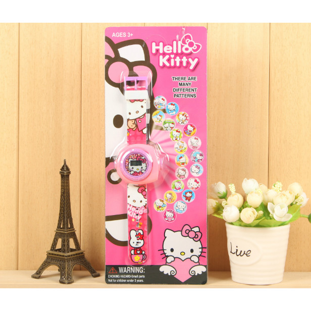 Đồng hồ CHIẾU 20 HÌNH HELLO KITTY cho bé gái