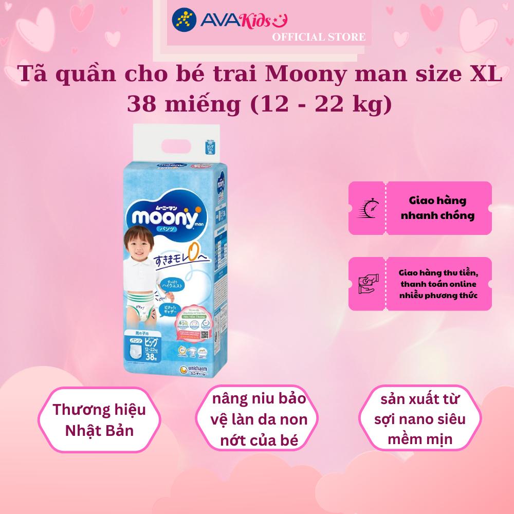 Tã quần cho bé trai Moony man size XL 38 miếng (12 - 22 kg)