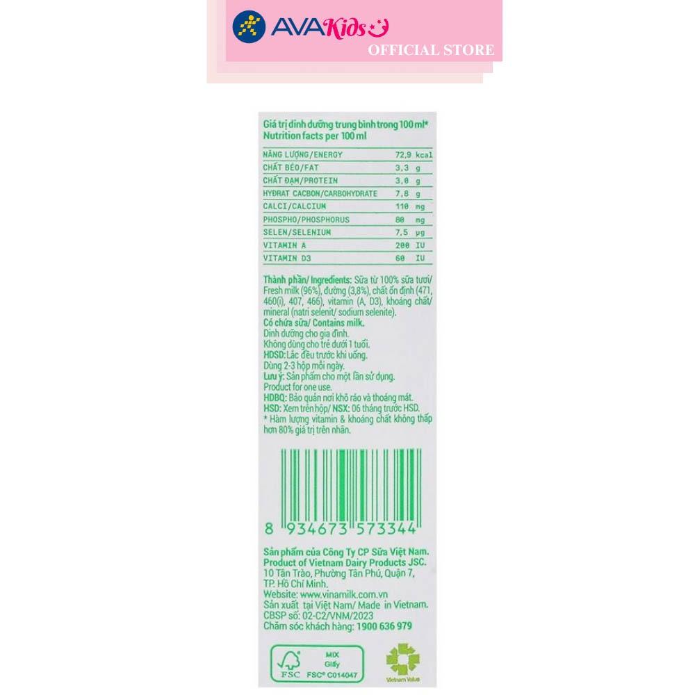 Lốc 4 hộp sữa tươi tiệt trùng Vinamilk có đường 180 ml (từ 1 tuổi)