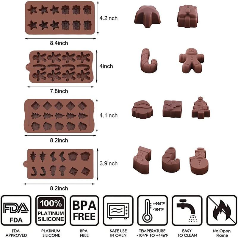 Khuôn Silicone Cây Thông Noel Chuông Giáng Sinh Bông Tuyết Quả Cầu - Khuôn Làm Bánh Fondant Rau Câu Trang Trí