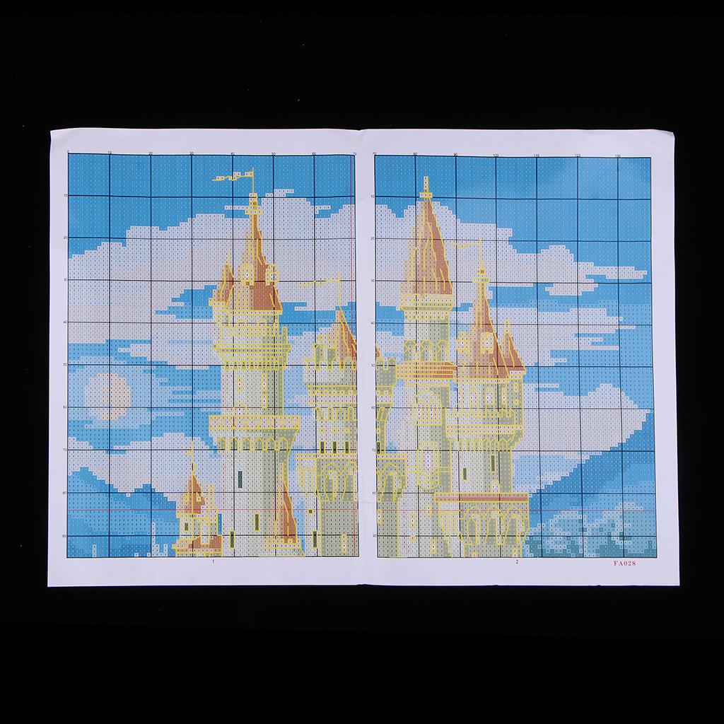 Stamped Cross Stitch Kit, Wonderland Castles Patterns, Cross Stitch Needlework, DIY Indoor Decorations or Wall Paintings