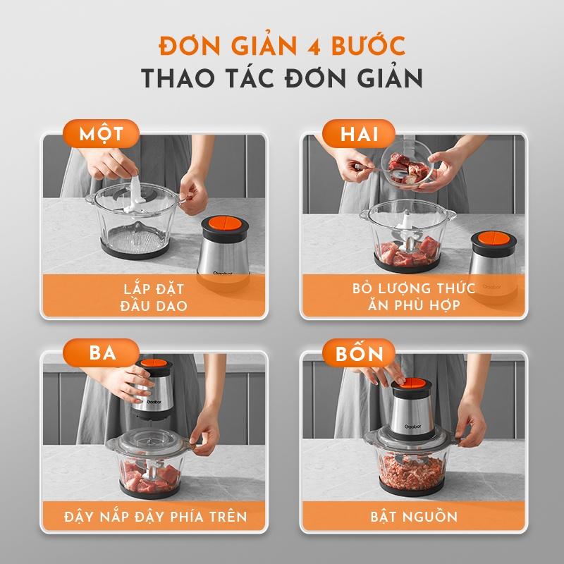 Máy xay thịt thực phẩm đa năng GAABOR GJ-M30A01 2L (Inox - Tô Thủy Tinh) - Thép không gỉ - 300W - Hàng chính hãng