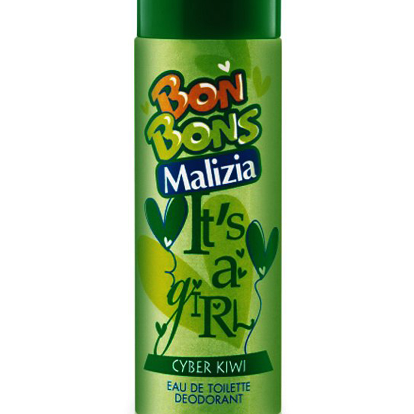 Nước hoa xịt toàn Malizia Bon Bons Deodorant Eau de Toilette Cyber Kiwi 75ml tặng kèm móc khóa