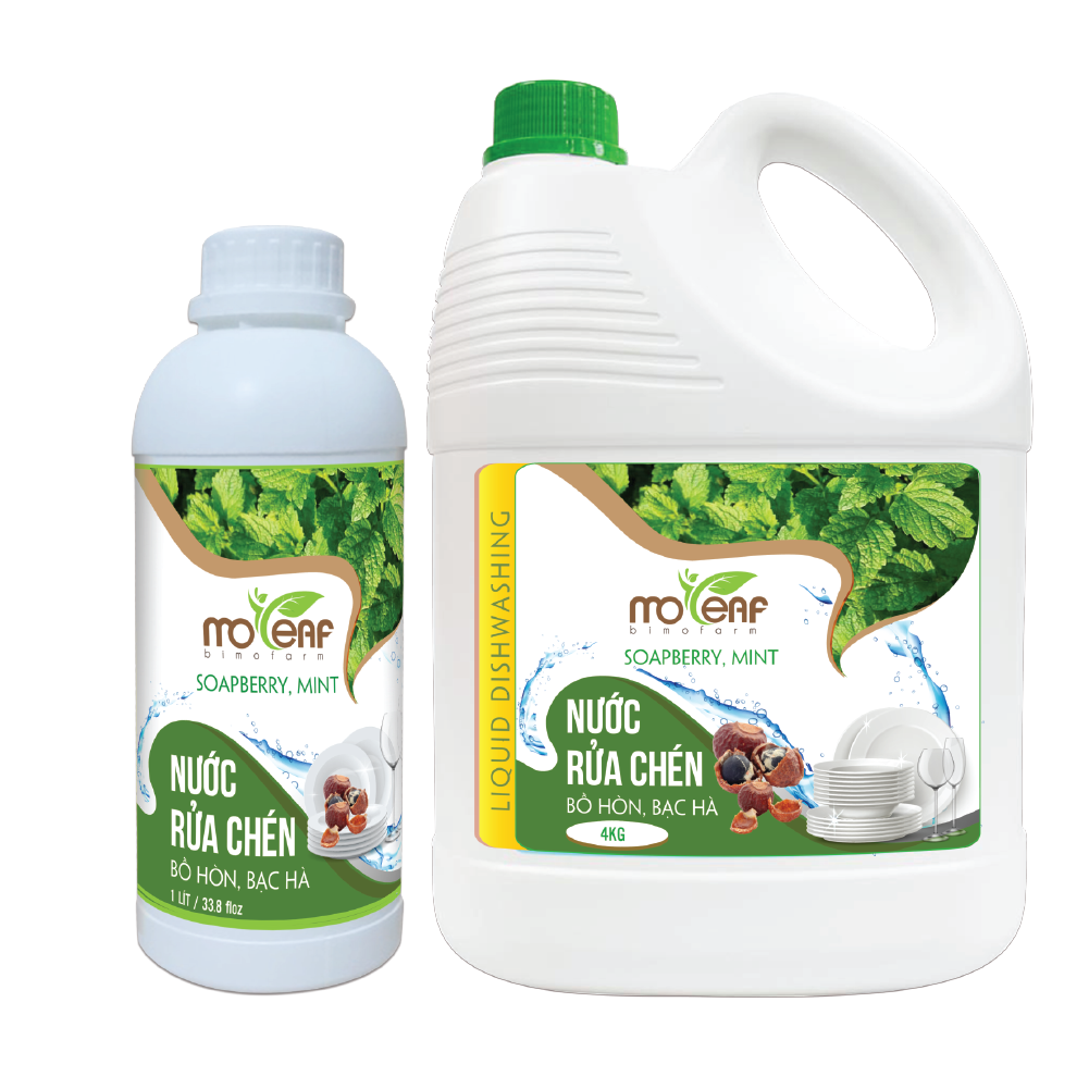 Nước Rửa Chén Sinh Học Moleaf Tinh dầu Bạc Hà - Lên Men Tự Nhiên Từ Dứa Và Bồ Hòn An Toàn Cho Da Tay Và Diệt Khuẩn