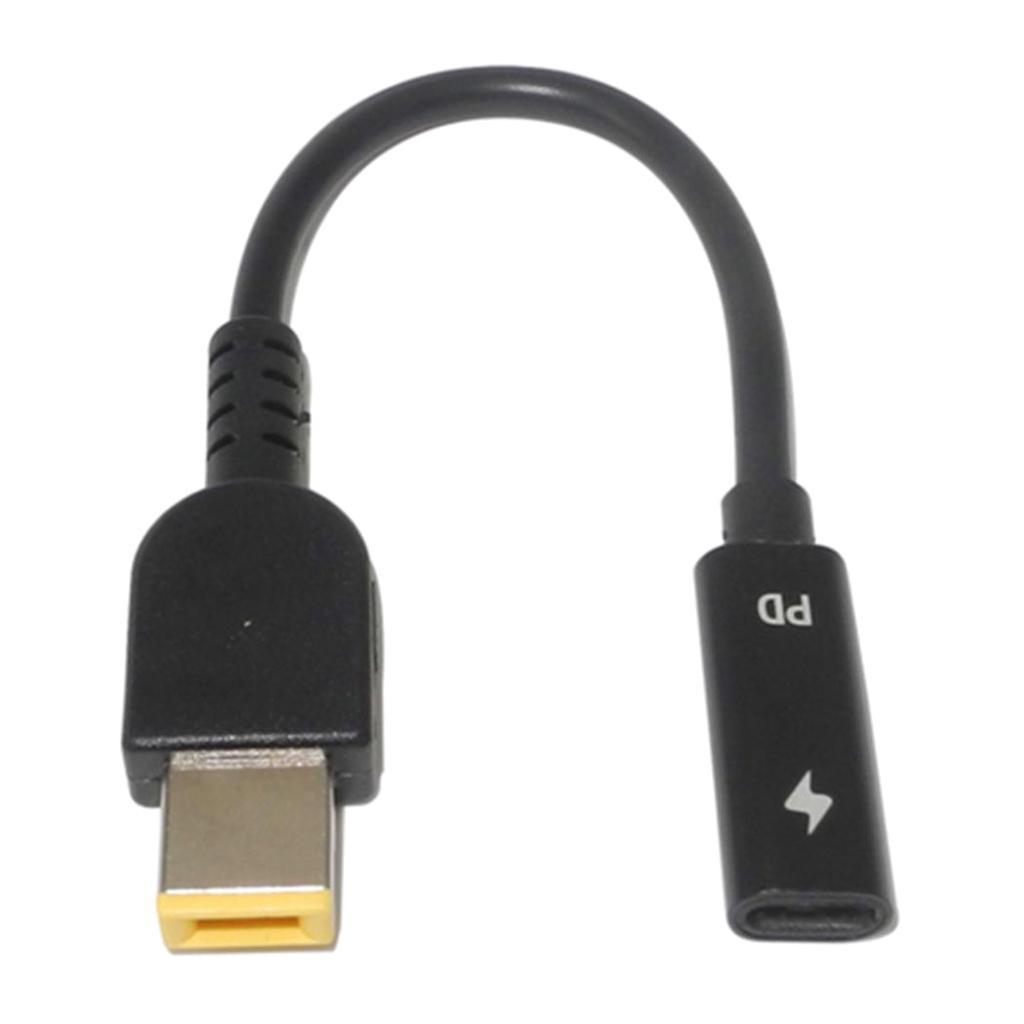 Laptop Power Cable USB Type-C Female To Square Plug Charger For Lenovo