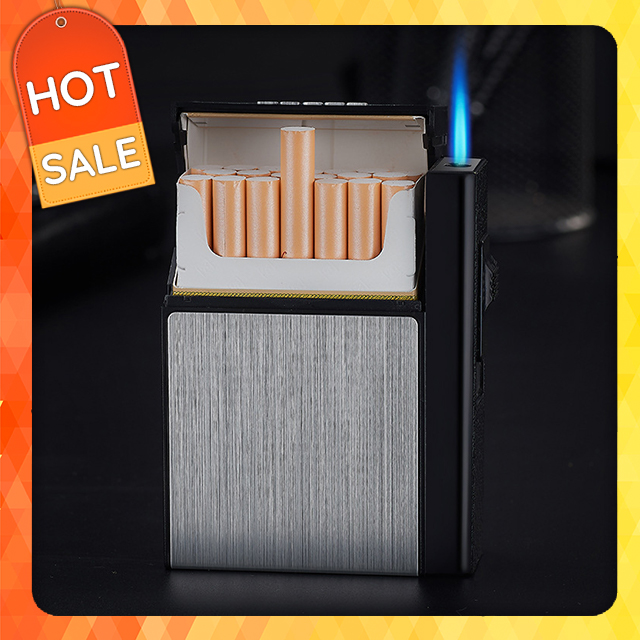 Vỏ Hột Quẹt Bật Lửa Khò Gas 1 Tia Kiêm Hộp Đựng 20 Điếu Focus YH035F Nhỏ Gọn Đẹp Độc Lạ - Dùng Gas Cao Cấp