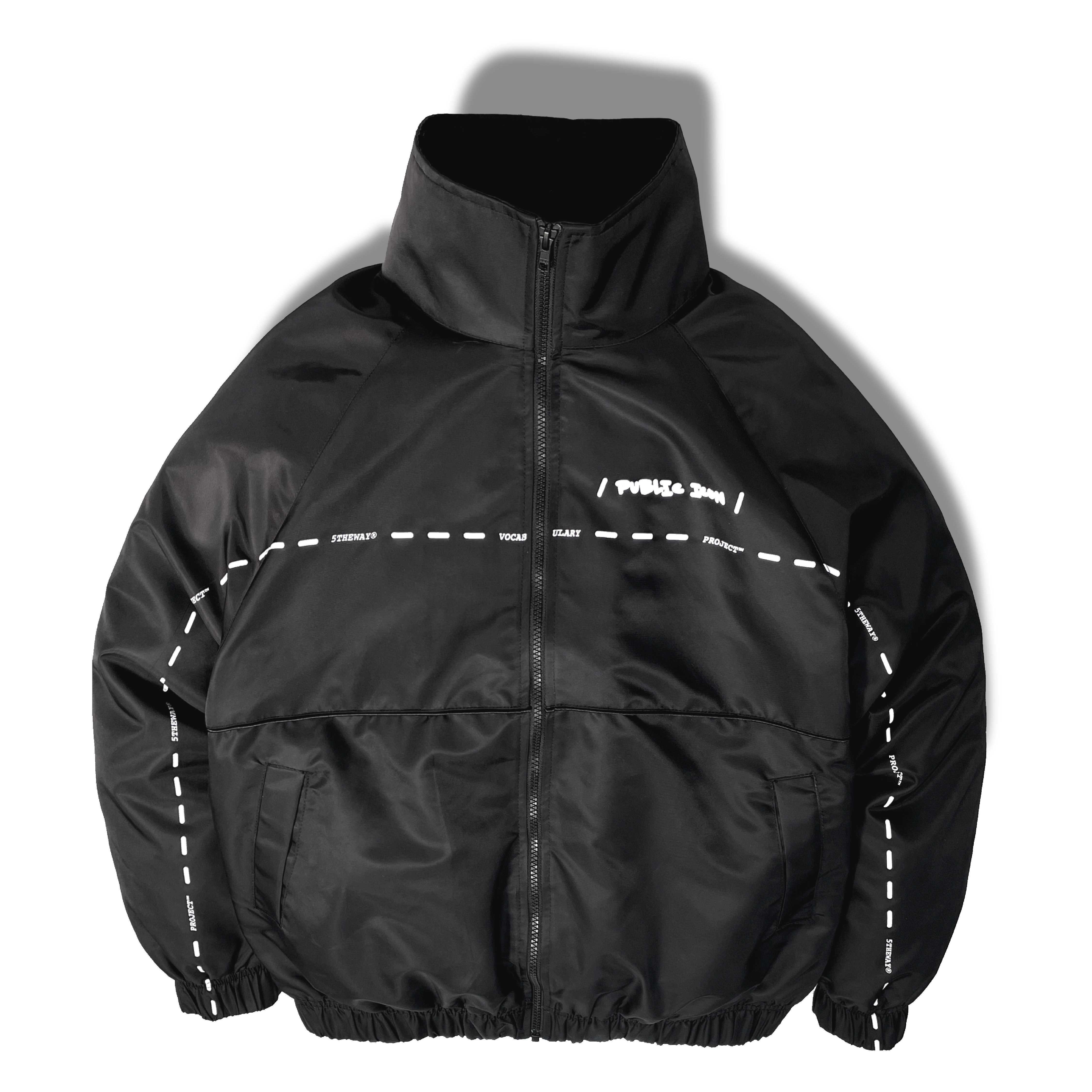 5THEWAY /street vocabulary/ COURT JACKET - BLACK aka Áo Khoác Dù Có Cổ