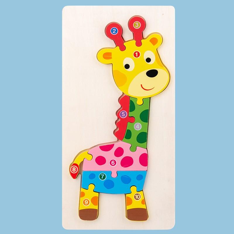 Đồ chơi gỗ - Tranh ghép hình khối gỗ nổi hình con vật 10 miếng XutoShop