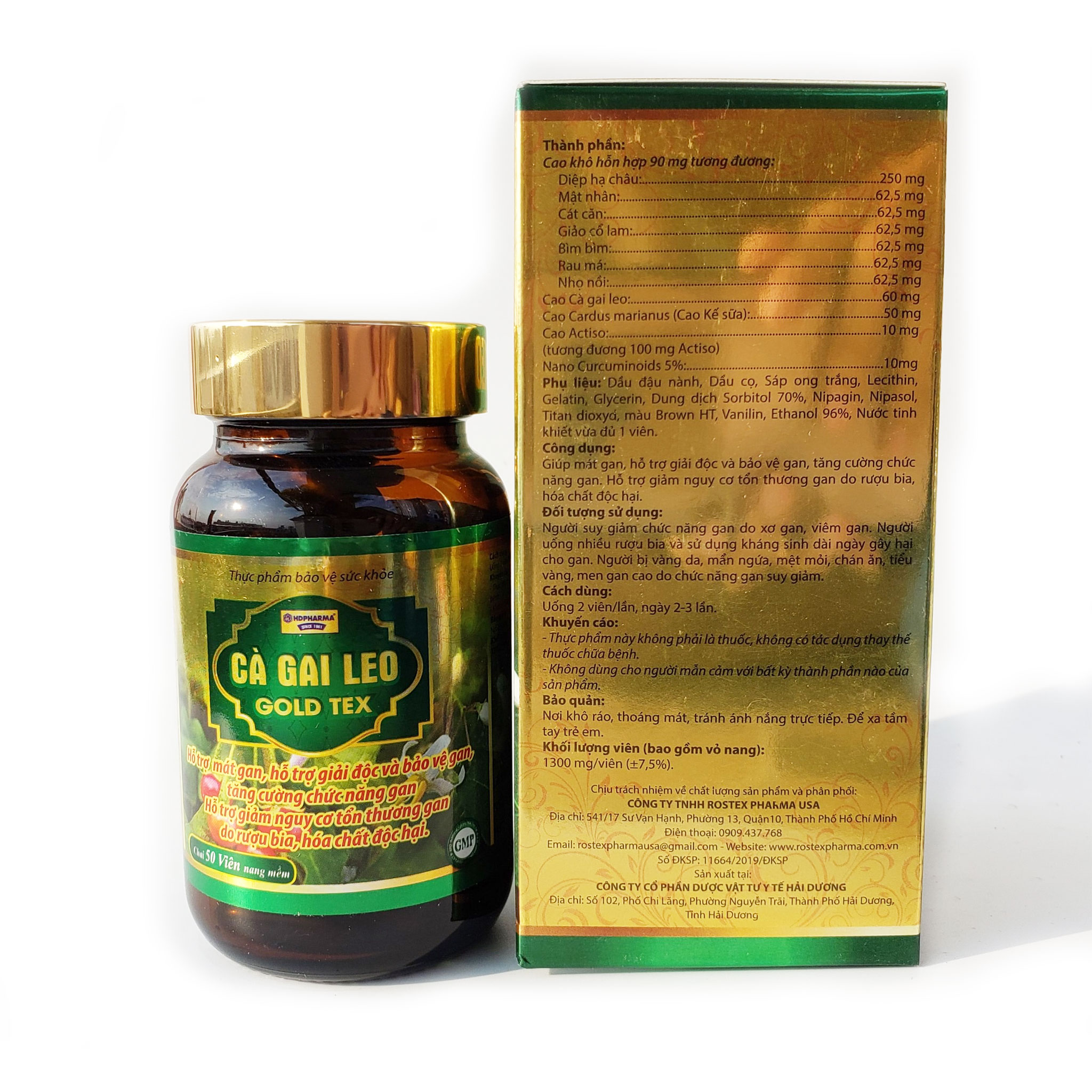 Cà Gai Leo Gold Tex giúp giải độc tăng cường chức năng gan Chai 50 viên