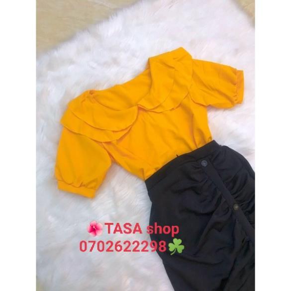 TBO-Set Áo Lụa Cổ Bèo &amp; Chân Váy Umi Nhún (Kèm Video Hình Thật) thời trang công sở TASA