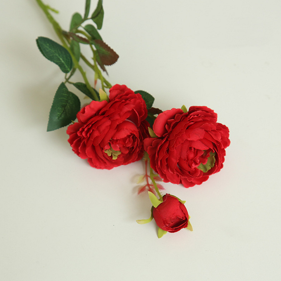 Cành hoa hồng giả lụa cao cấp - hoa giả trang trí