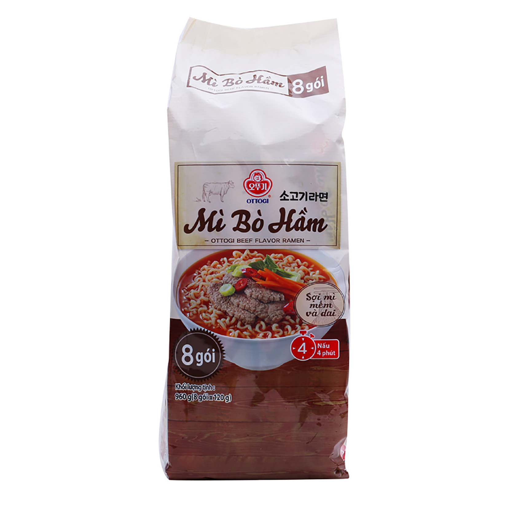 Mì Bò Hầm Ottogi 120G (Lốc 8 Gói) - [8936049051463]