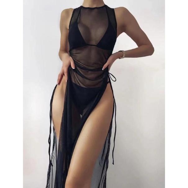 BY013 - Bikini Kèm Váy Voan Đen - Đồ Bơi Nữ Kín Đáo Nhưng Không Kém Phần Gợi Cảm