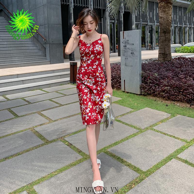 Đầm Voan Cổ Tim In Họa Tiết Hoa Thanh Lịch Dành Cho Nữ
