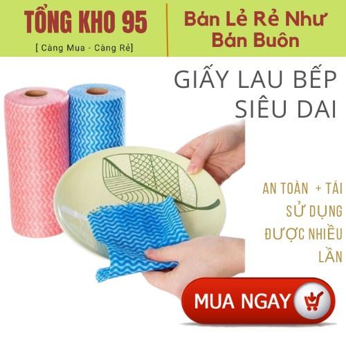 Cuộn giấy lau bếp đa năng siêu dai 50 tờ tái sử dụng được nhiều lần.
