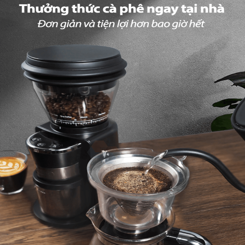 Máy xay hạt cà phê tự động tích hợp 34 chế độ xay thương hiệu cao cấp HiBREW G3 - Hàng Nhập Khẩu