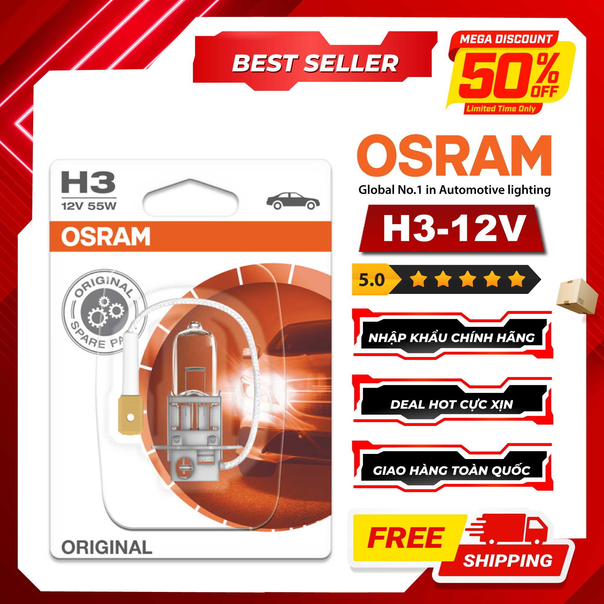 Bóng đèn halogen OSRAM ORIGINAL H3 64151-01B 12v 55w