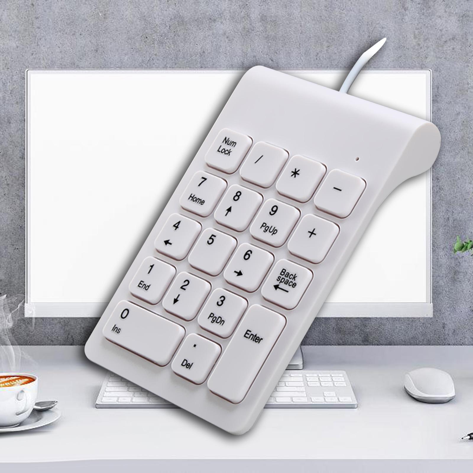 Wired USB Numeric Keypad 18 Keys Anti Slip Easily Carry White