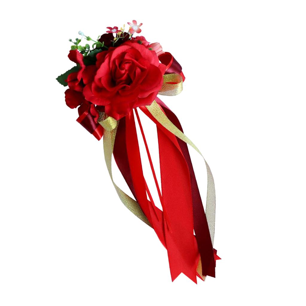 Wedding Party Car Flower and Ribbon Door Mirror Handle Decor Kit
