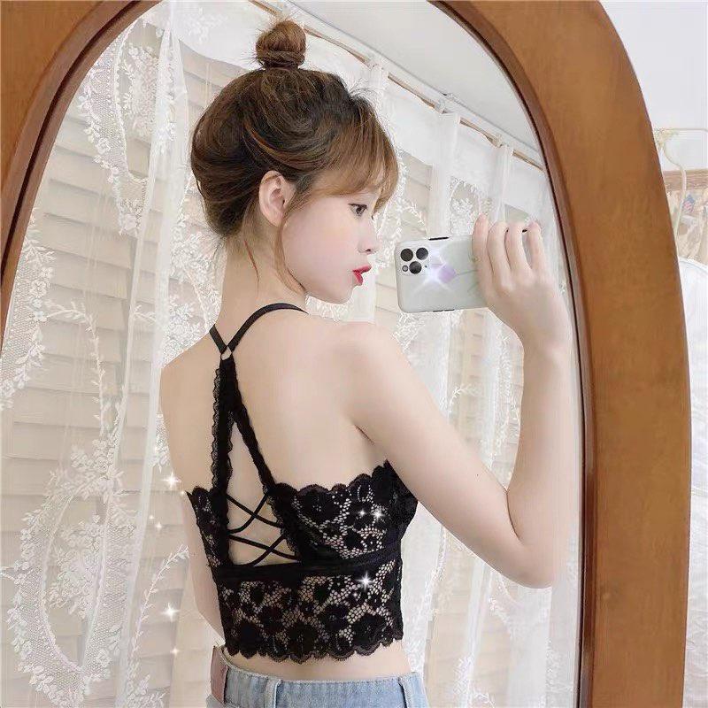 M151. Áo bra ren hoa đệm bàn tay nâng ngực, áo hai dây croptop có sẵn mút ngực siêu hot (có sẵn - miễn ship)