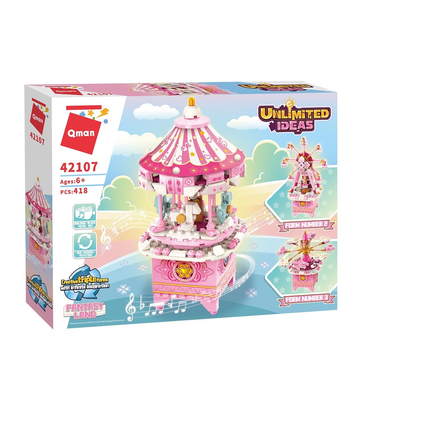 Đồ chơi lắp ráp Mô hình hộp nhạc - Fantasy Land Qman 42107