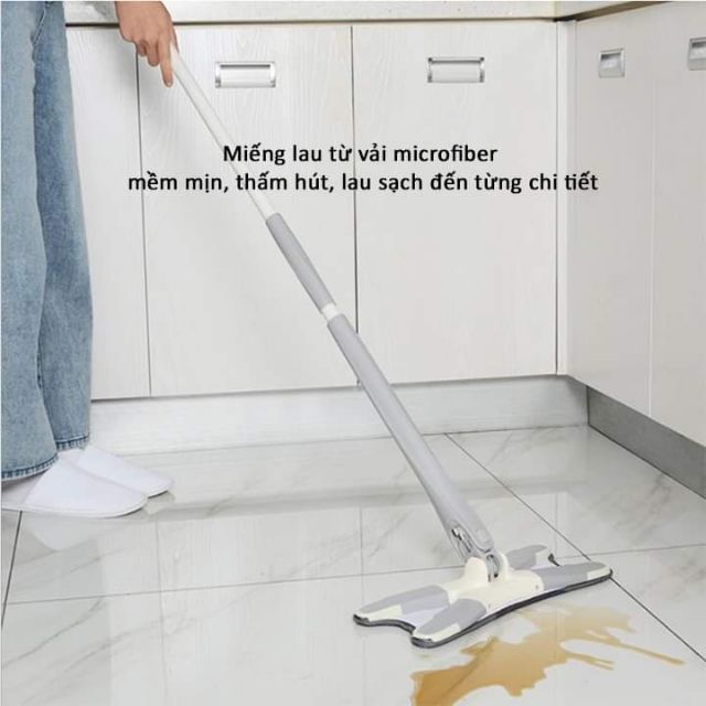 Cây Lau Nhà Chữ X Tự Vặn Vắt Xoay 360 Độ, Chổi Lau Nhà Tự Xoắn Kèm Bông Lau Siêu Thấm Hút