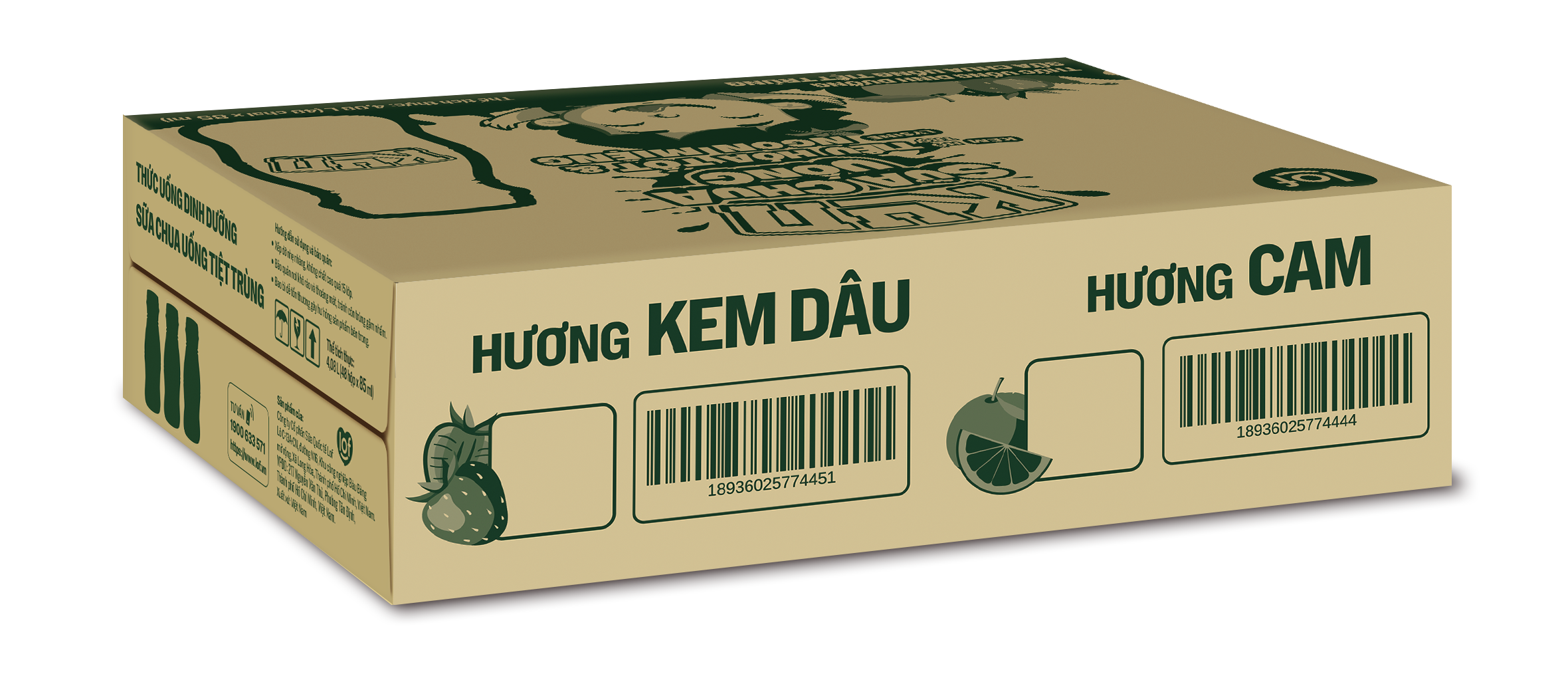 Thùng 48 chai Sữa chua uống KUN hương kem dâu 85ml