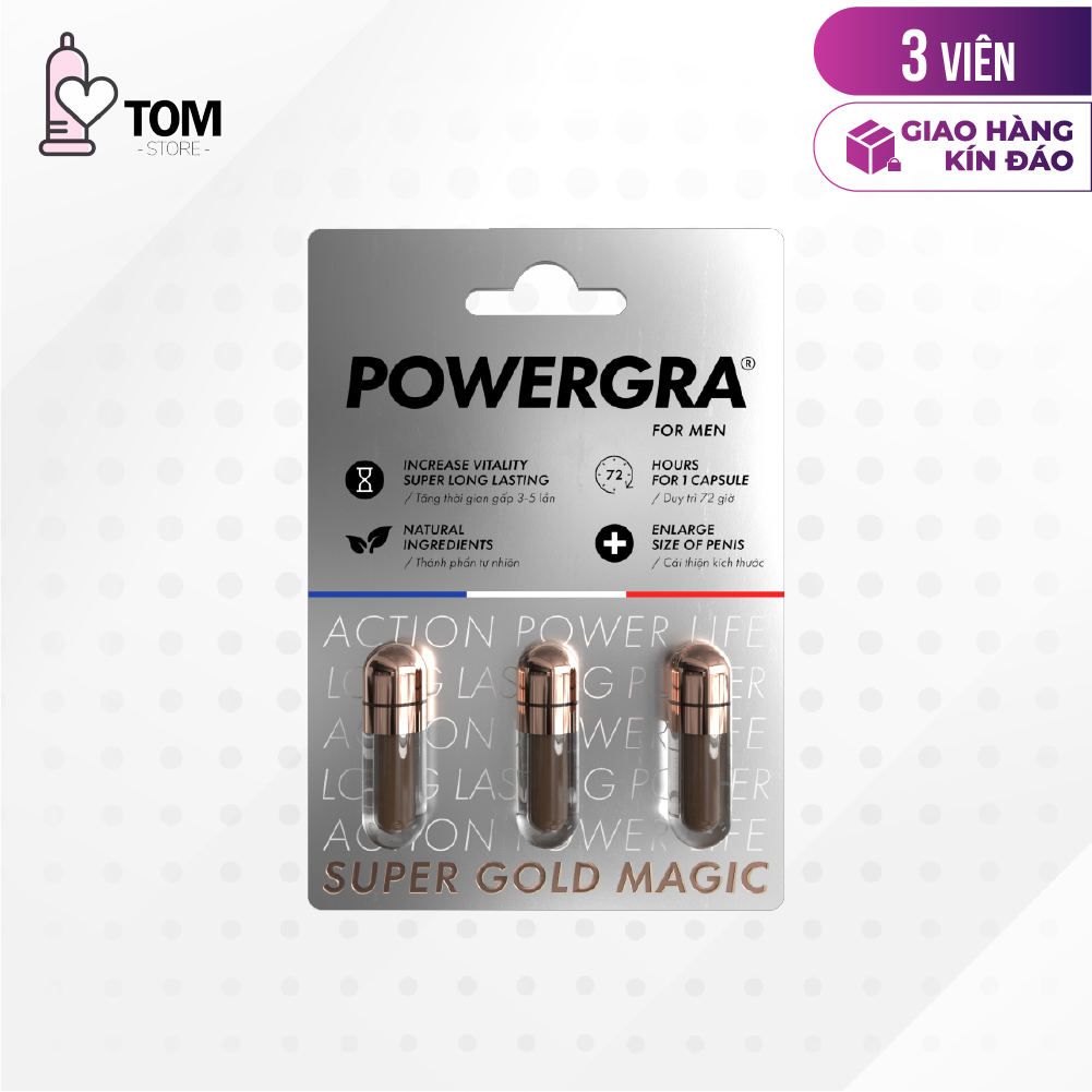 Viên uống tăng cường sinh lý nam giới Powergra (Super Gold Magic) - Vỉ 3 viên