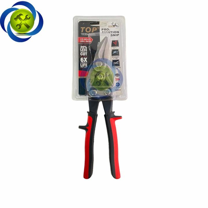 Kéo cắt tôn mũi cong trái TOP VNH-001L cán đỏ 10"/250mm