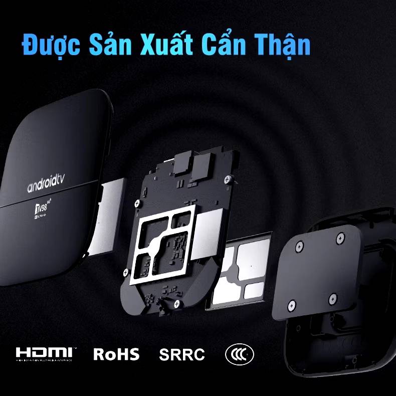 Box TV98 Pro Ram 8G+128G, Android 13.0, Bluetooth 4.1 Điều khiển giọng nói Tiếng Việt, xem 108 kênh truyền hình+Youtube, Hàng nhập khẩu