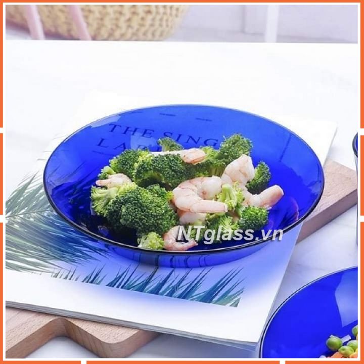 Dĩa thủy tinh cường lực xanh Saphir D3007F