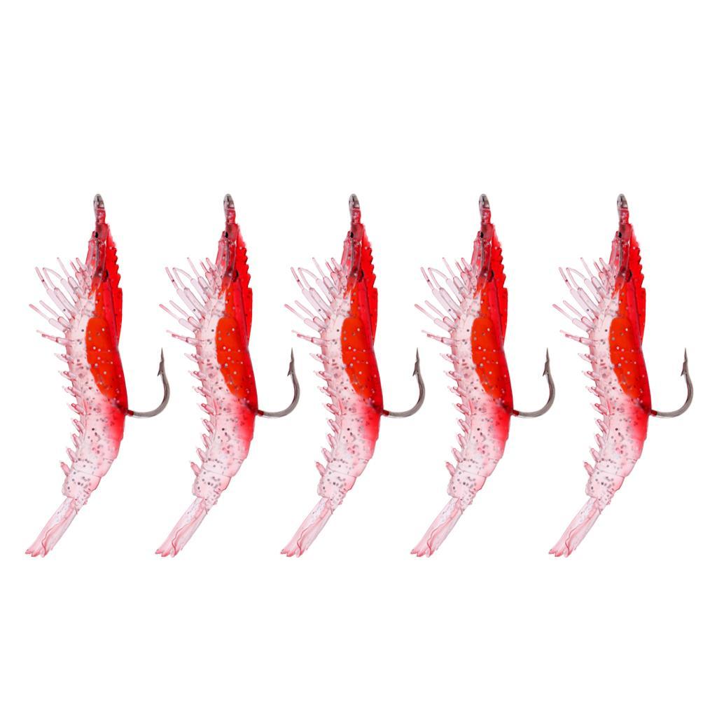 5Pcs Creative Shrimp Style Soft Prawn Sea Fishing Lure Simulation Hook Baits
