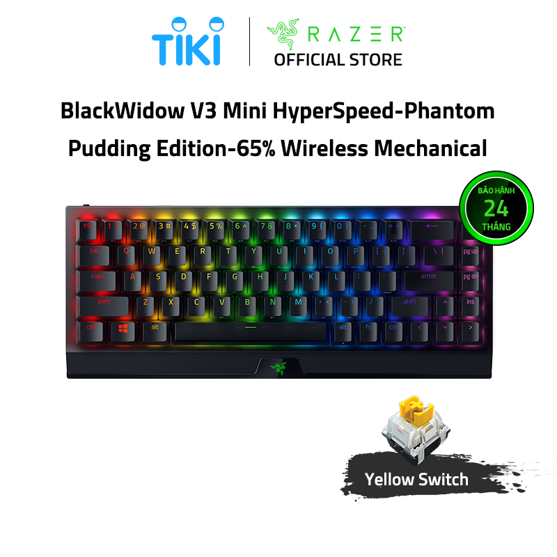 Bàn phím Razer BlackWidow V3 Mini HyperSpeed-Phantom Pudding Edition-65% Wireless Mechanical-Yellow Switch_RZ03-03891900-R3M1- HÀNG CHÍNH HÃNG