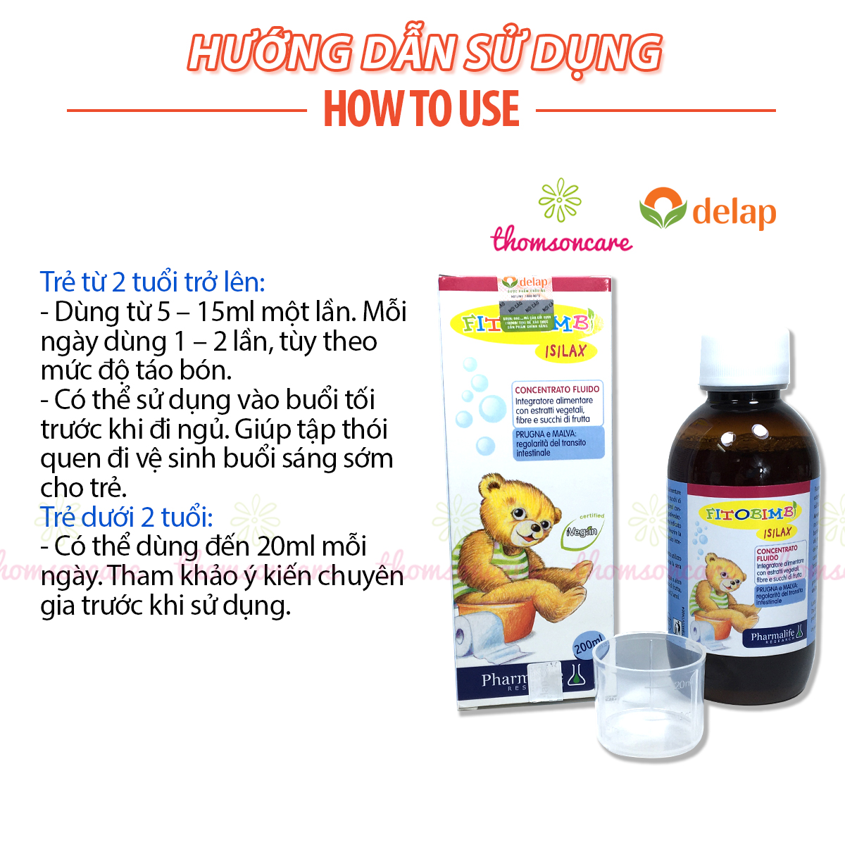 Isilax Bimbi - Hỗ trợ giảm táo bón cho bé, giúp nhuận tràng, tiêu hóa tốt - Của Fitobimbi - Nhập khẩu chính hãng từ Ý