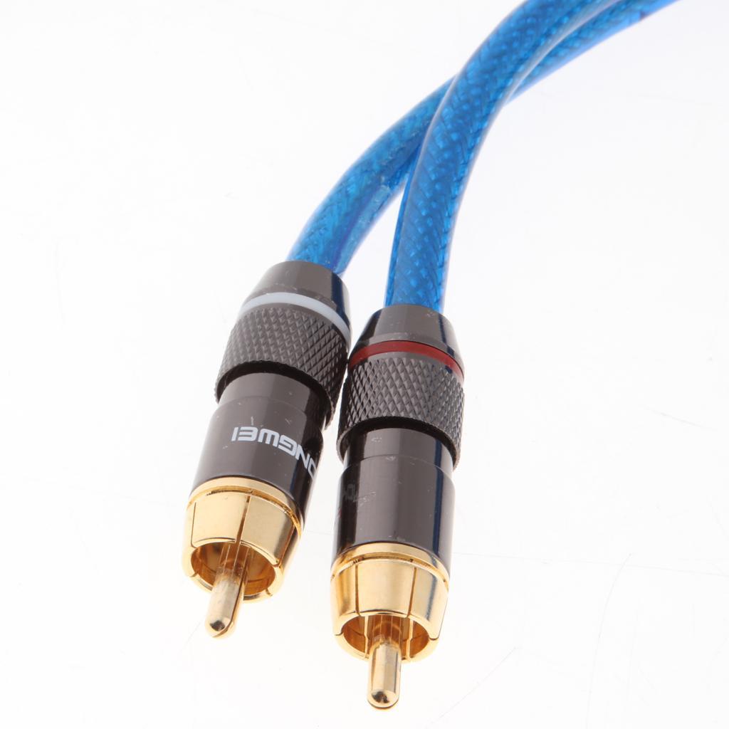 1.6FT 2 RCA Male to 2 6.35MM Stereo Audio Cable Gold-Plated for Speaker, AMP,