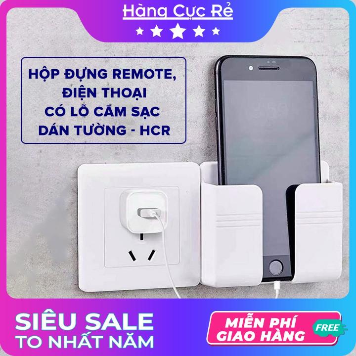 Hộp đựng dán tường Freeship Kệ để remote, điều khiển tivi, điều hòa, điện thoại 2IN1 HCR - hàng loại 1