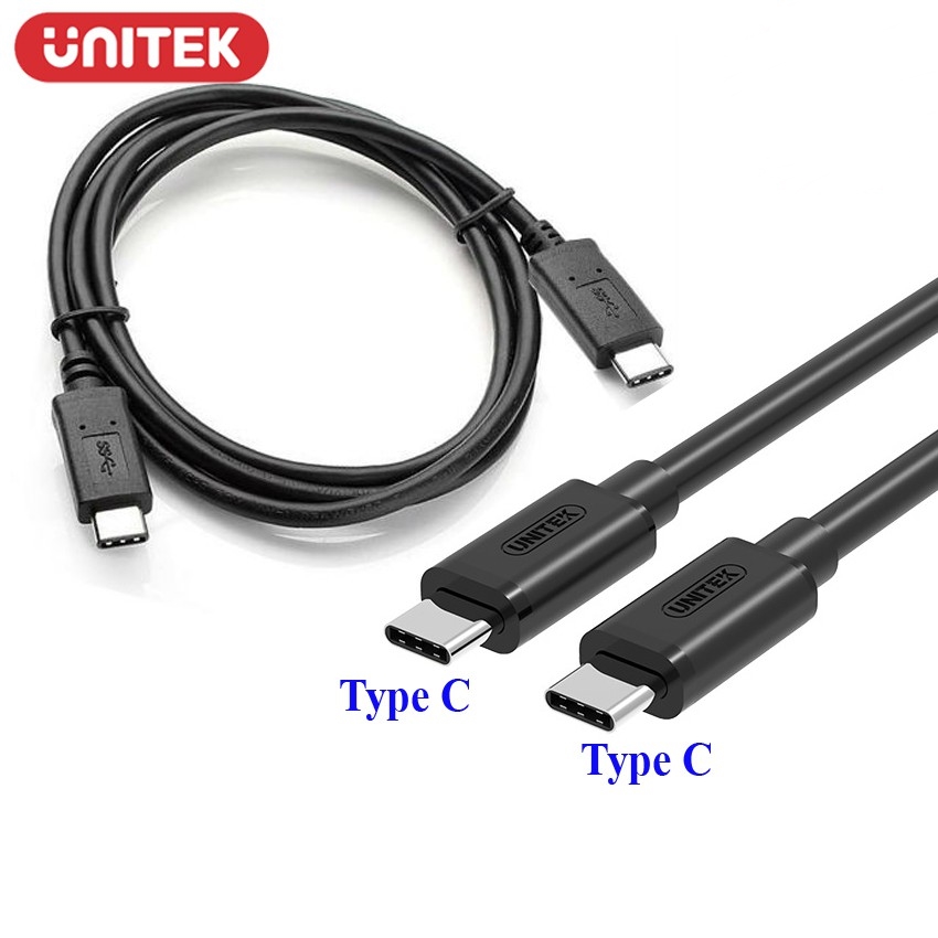 Cáp sạc nhanh type c dài 1m dùng cho điện thoại, laptop, màn hình UNITEK Y-C477BK Hàng chính hãng