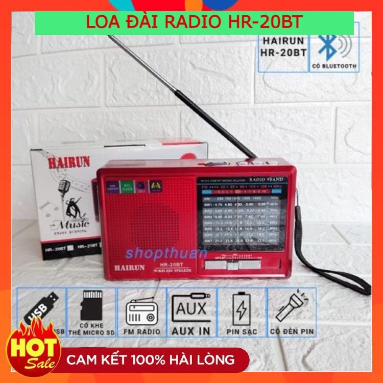 Đài Radio HAIRUN HR-20BT FREE SHIP Chạy USB , Thẻ Nhớ , Kiêm Đèn Pin . Bắt Sóng Cực Tốt , Loa To , Dễ Sử Dụng