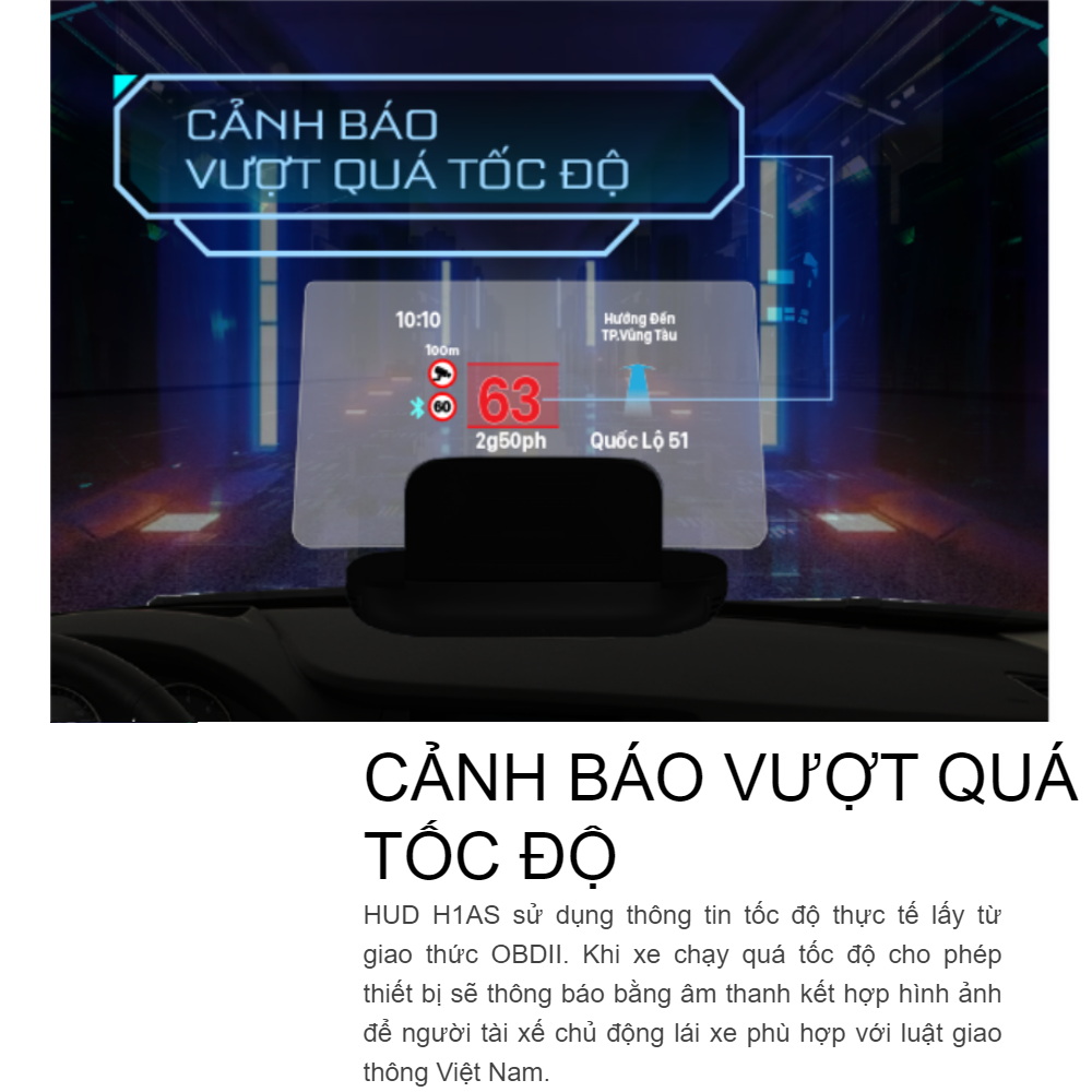 Màn Hình Hiển Thị HUD Vietmap H1AS - Hàng Chính Hãng