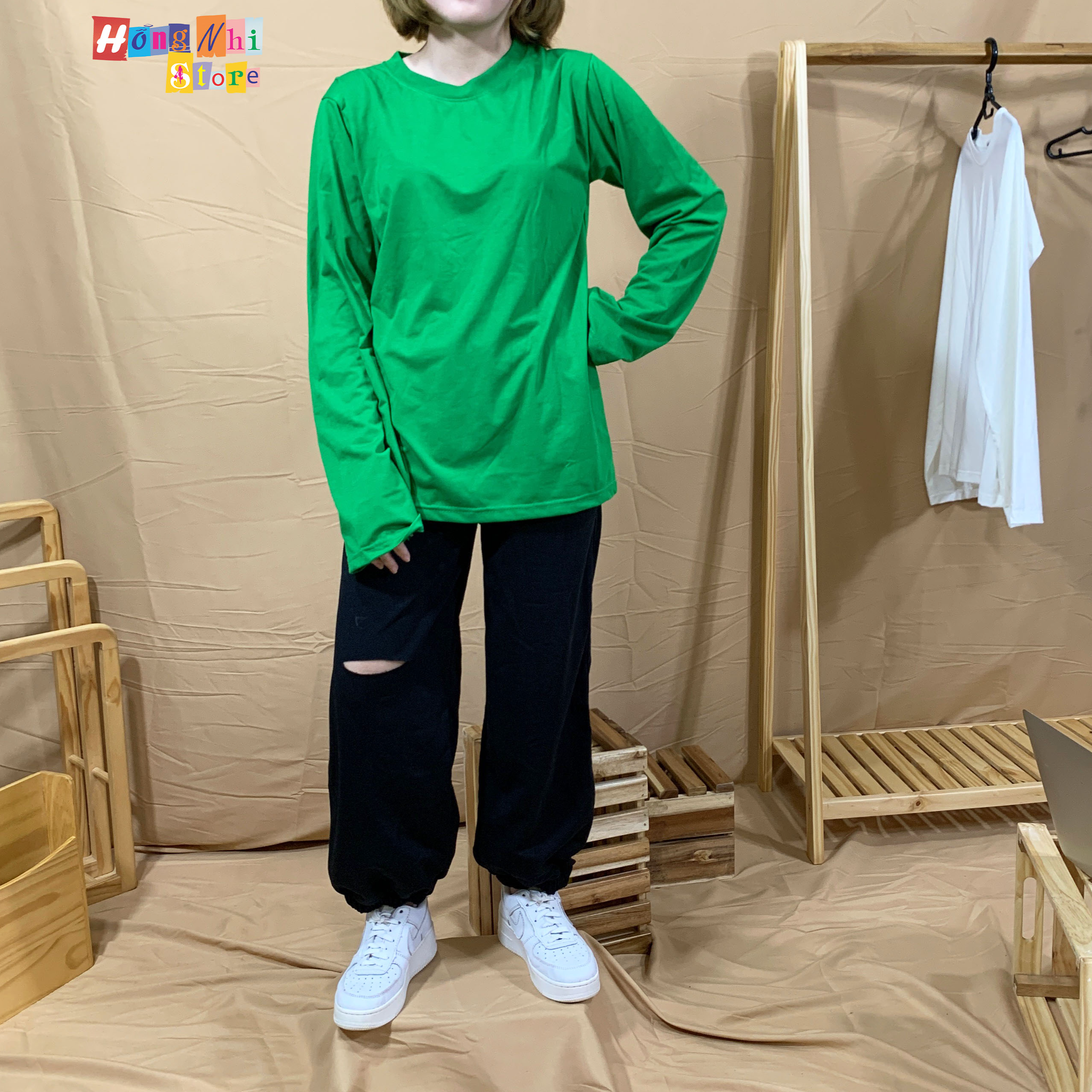 Áo Thun Tay Dài Trơn Dáng Rộng Long Tee White Unisex - MM