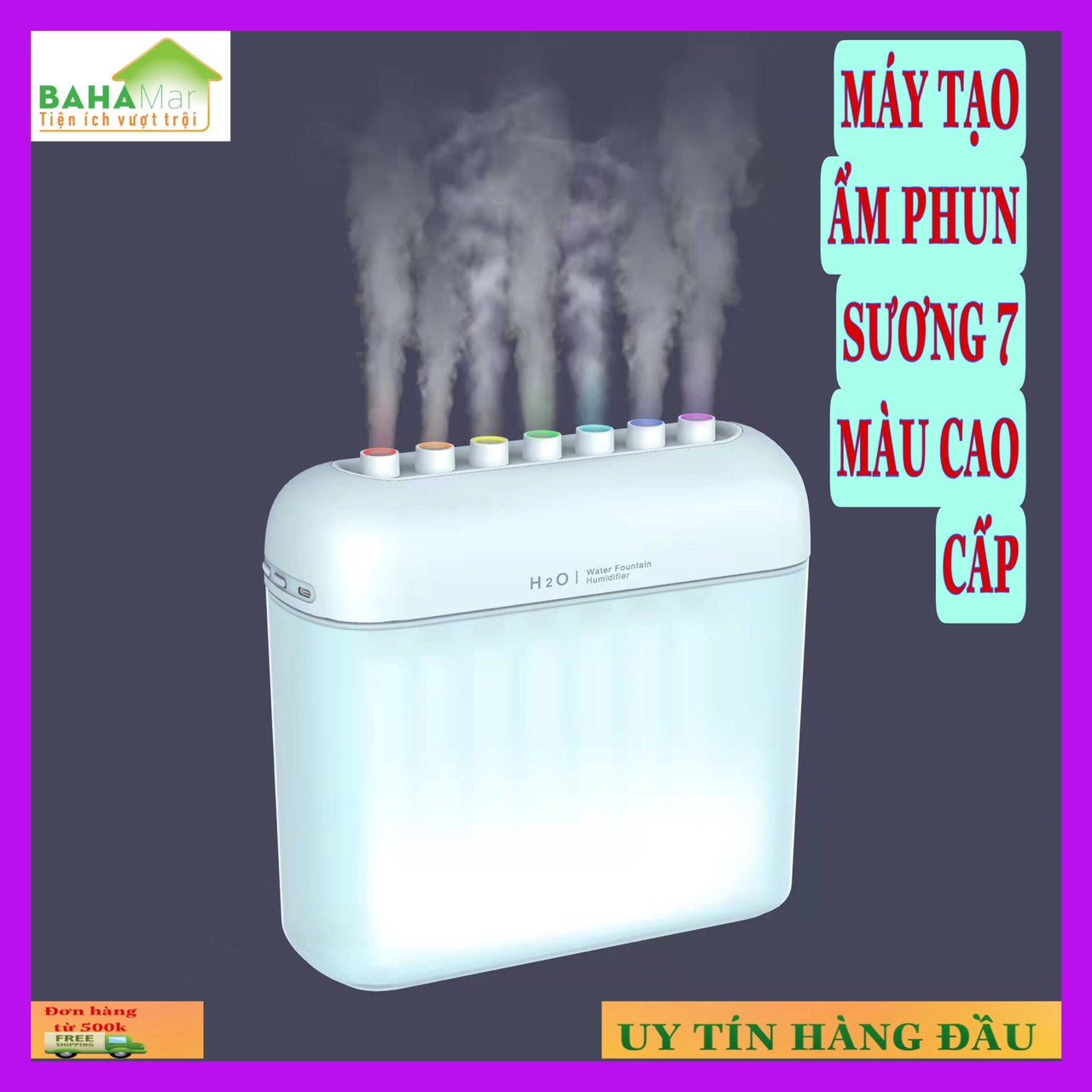 MÁY TẠO ẨM PHUN SƯƠNG 7 MÀU CAO CẤP đài phun 7 màu với công nghệ Hàn Quốc