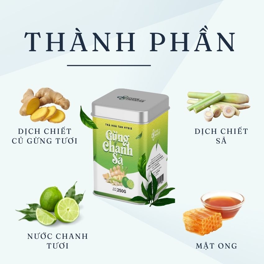 Trà Thảo Dược Gừng Chanh Sả Hygie Giúp Phòng Ngừa Cảm Cúm, Tăng Cường Miễn Dịch, Giải Độc Cơ Thể, Làm Đẹp Da