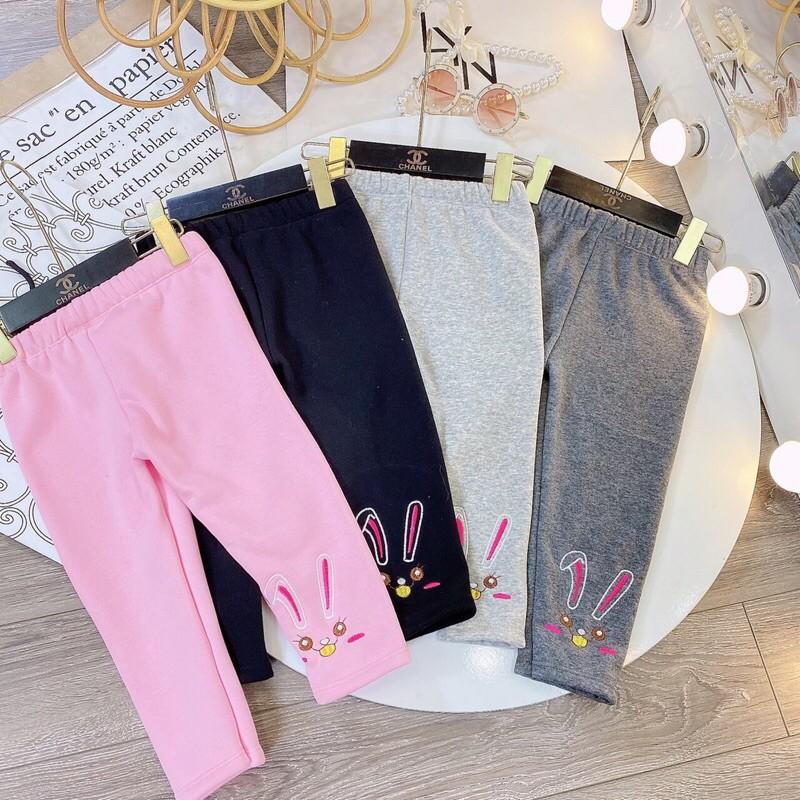 Quần legging lót lông thêu hình cho bé gái