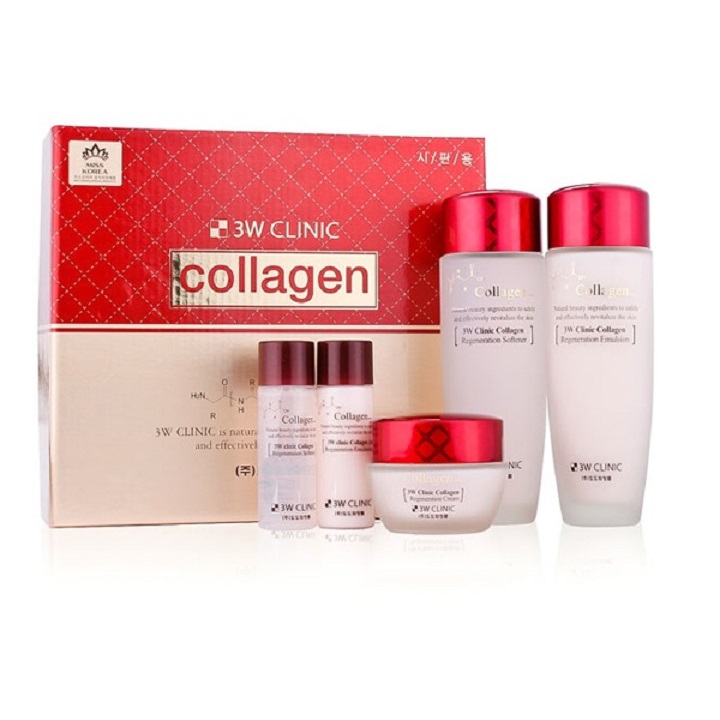 Combo Bộ 3 sản phẩm dưỡng trắng da collagen 3W CLINIC Hàn Quốc